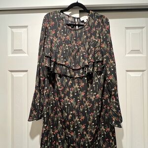 Laundry By Shelli Segal Black Floral Long Sleeve Dress